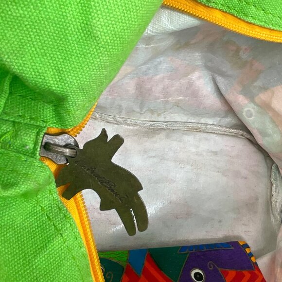 Laurel Burch Fish Print Canvas Handbag With Bamboo Handles & Detachable Strap - Picture 9 of 13